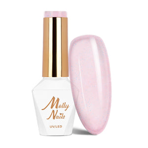 Trajni lak Molly Nails Wedding Yes, I Do Transparent glitter pink 023 - HEMA/Di-HEMA Free 8g