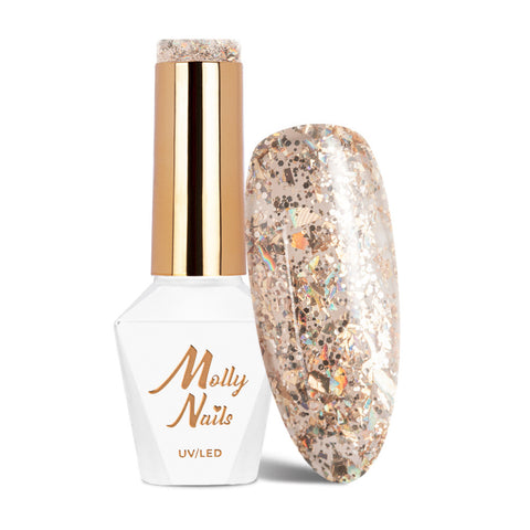 Trajni lak Molly Nails Crushed Diamons Lady in Gold 535 - HEMA/Di-HEMA Free 8g