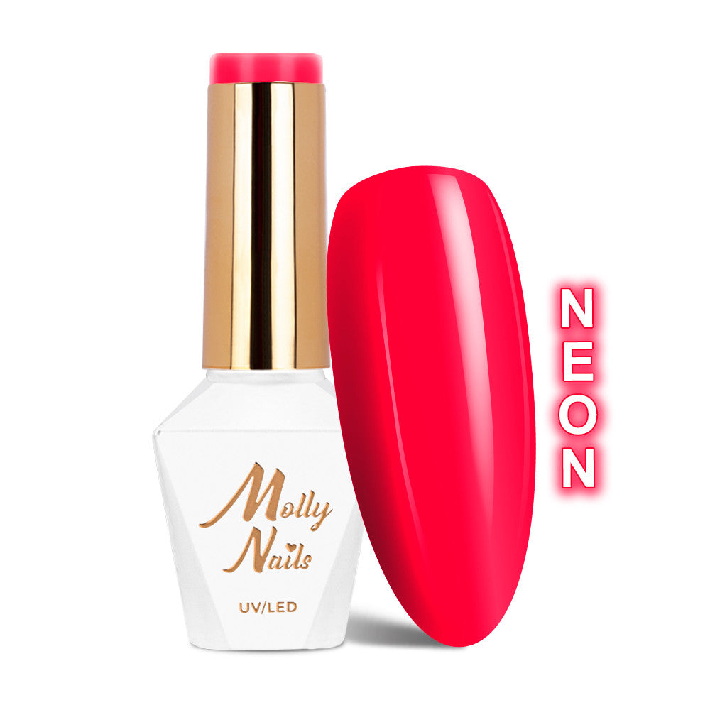 Trajni lak Molly Nails Neons Neon Pinky Red 076 bez HEMA/Di-HEMA/TPO 8 g