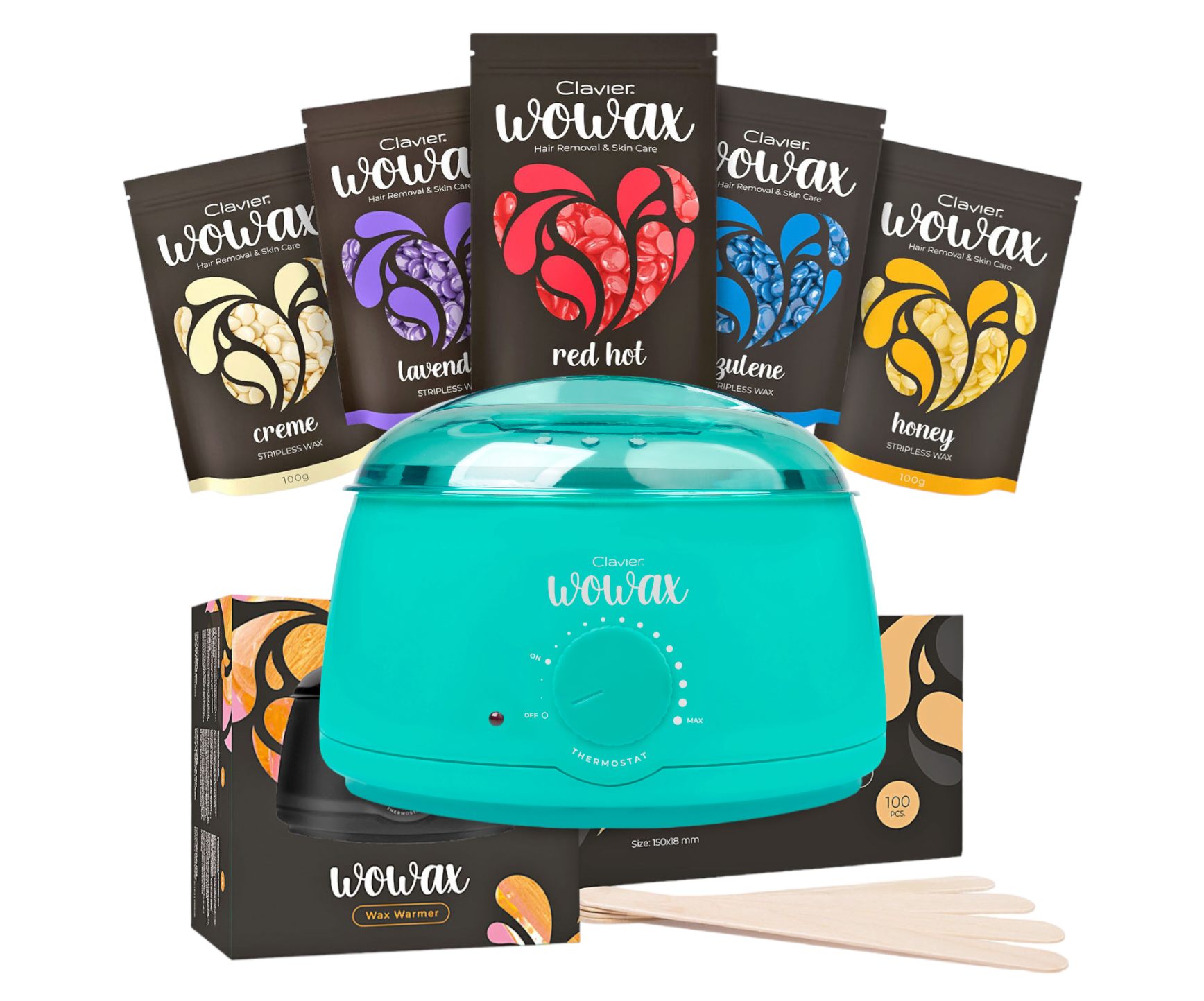 Set za depilaciju - grijač + tvrdi vosak 500g + 100 špatula